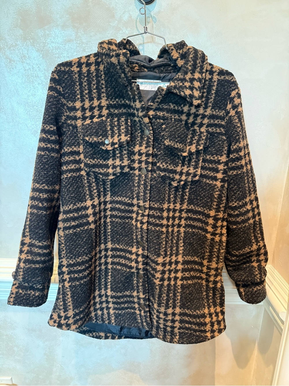 Aventura Black & Brown Plaid Teddy Jacket